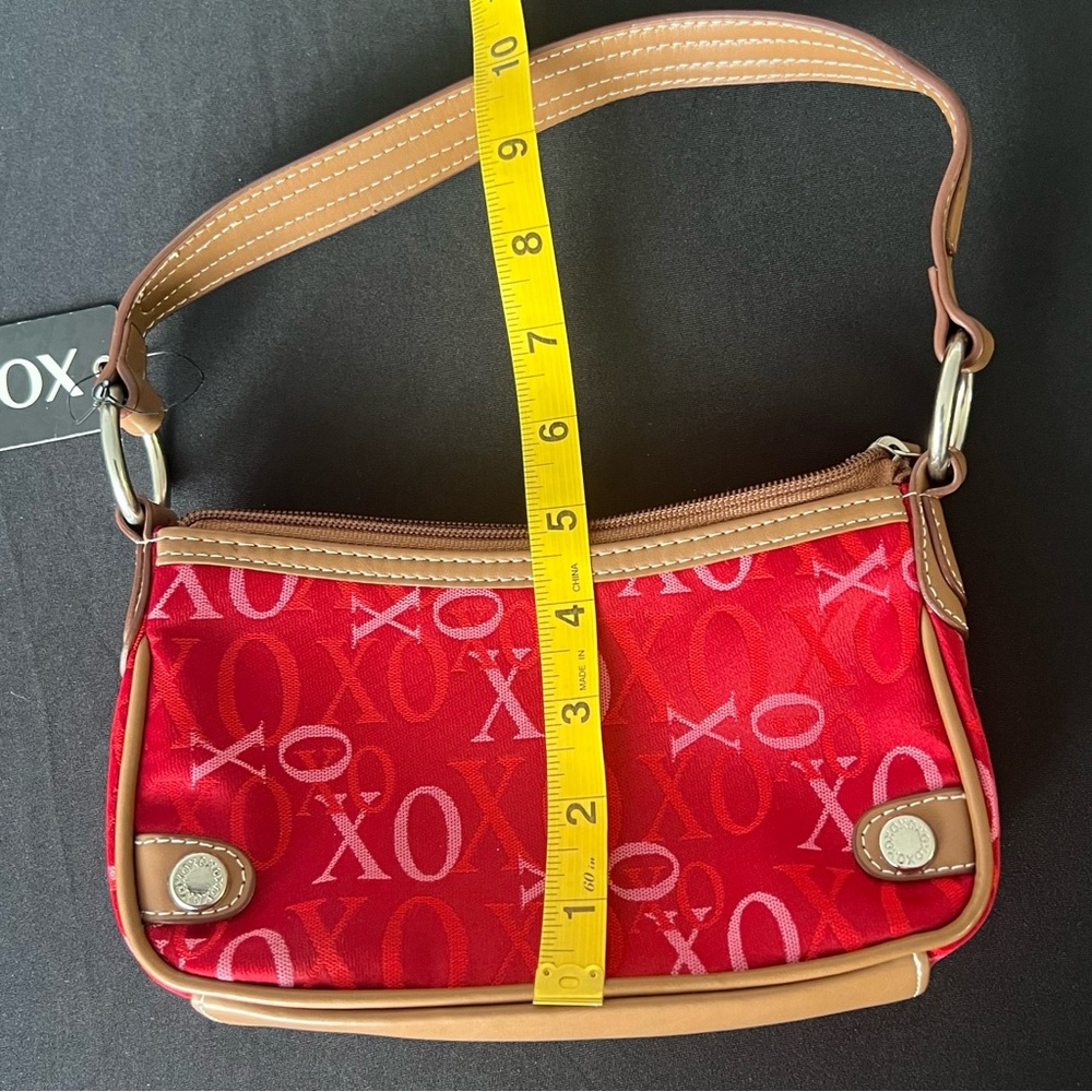 XOXO Vintage Y2K Red Canvas Logo Print Mini Purse w/ Brown Leather Trim - Picture 6 of 7